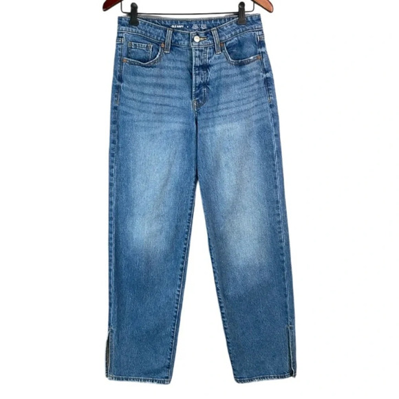 OLD NAVY High-Rise OG Loose Side-Slit Jeans Medium Wash Denim Secret Smooth 6 - Picture 2 of 12